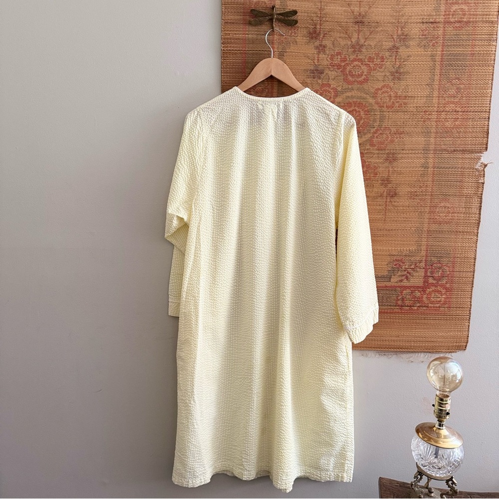 Vintage Embroidered Yellow Striped House Dress Pajamas Large - Picture 9 of 9